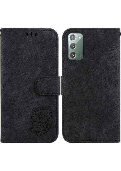 Samsung Galaxy Not Için Kılıf 20 Kart Cep Flip Folio Kabartmalı Sevimli Kaplan (Yurt Dışından)