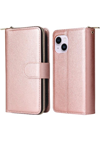 Iphone 14 Için Kılıf Artı El Kayışı Kart Tutucu Kapak Çevirin Cüzdan Kılıf (Yurt Dışından)