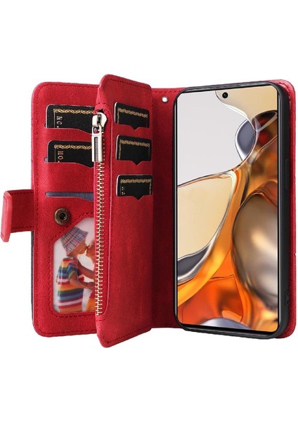 Xiaomi 11T/11T Pro Dokuz Kart Yuvaları Fermuar Cüzdan Tarzı Kickstand (Yurt Dışından)