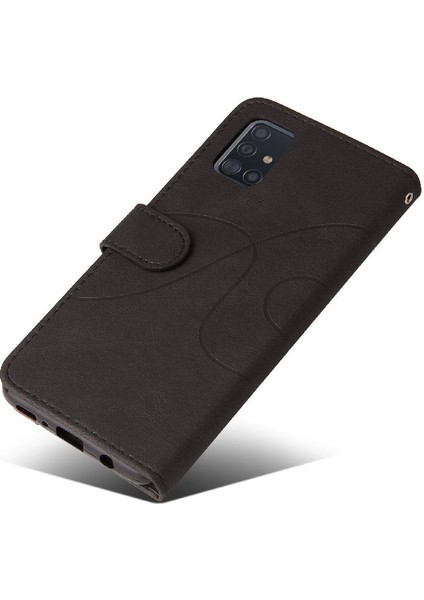 Samsung Galaxy A51 5g Iki Renkli Dikiş Kickstand Koruyucu Pu (Yurt Dışından)