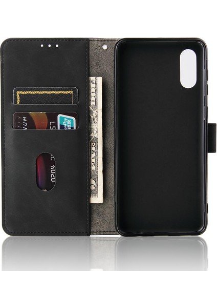 Samsung Galaxy A02/M02 Kart Ekleme Deri Folio Flip Case Için Kılıf (Yurt Dışından)