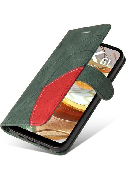 Mays Home1 Lg K61 Kickstand Koruyucu Pu Deri Flip Folio Kılıf Için Iki Renkli (Yurt Dışından)