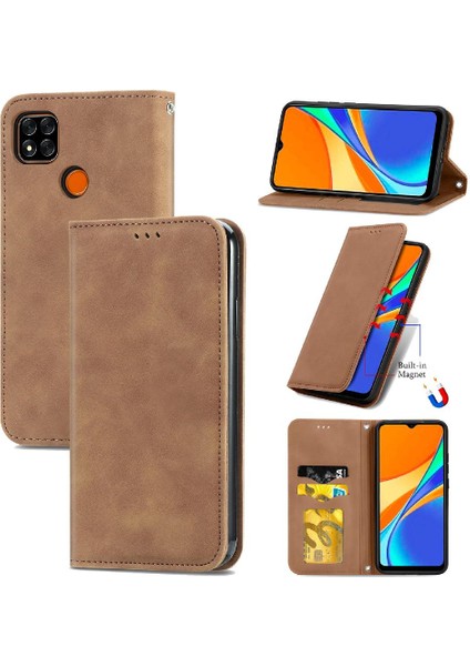 Redmi 9c Darbeye Dayanıklı Basit Iş Cüzdan Kapak Çevirin Deri (Yurt Dışından)
