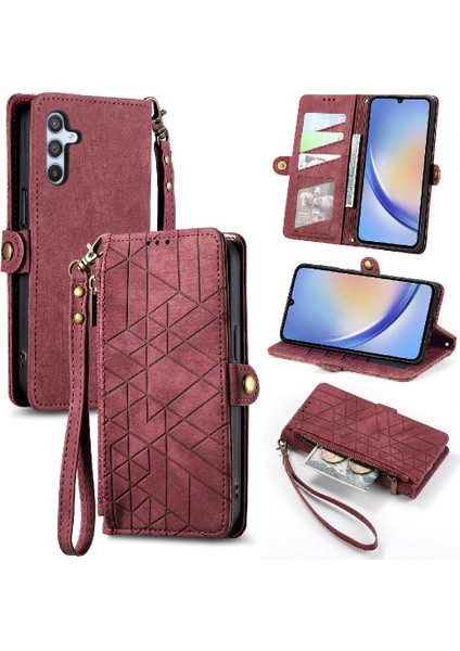 Samsung Galaxy A34 5g Için Flip Case Darbeye Cüzdan Kapak Kapak Basit (Yurt Dışından)