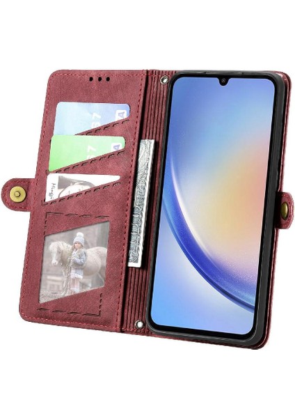 Samsung Galaxy A34 5g Için Flip Case Darbeye Cüzdan Kapak Kapak Basit (Yurt Dışından) modelleri