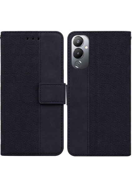 Tecno Pova 4 Flip Folio Kickstand Özelliği Için Kılıf Geometrik Kabartmalı Pu (Yurt Dışından)