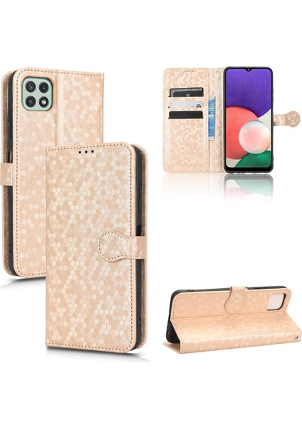 Samsung Galaxy A22 5g Için Kılıf Deri Cüzdan Kapak Geometrik Desen (Yurt Dışından)