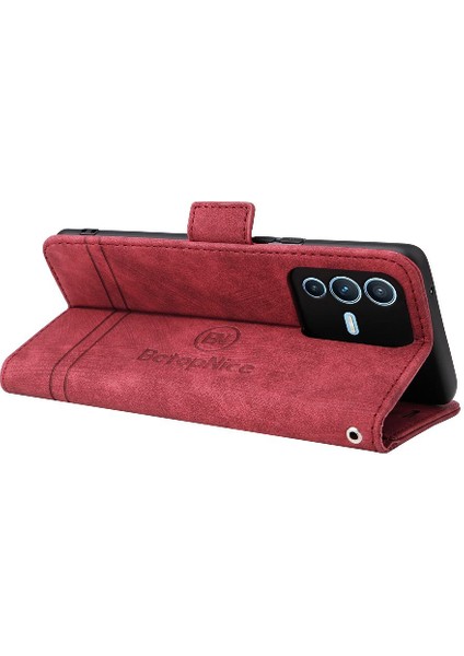 Vivo V23 Pro 5g Için Kılıf Cüzdan Kapak Çevirin Kart Yuvaları Tpu Deri Manyetik (Yurt Dışından)