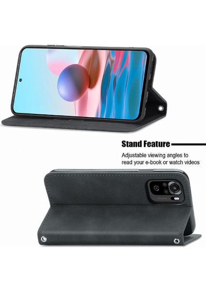 Redmi Not 10 Için Kılıf 4g Darbeye Deri Kılıf Basit Iş Cüzdan (Yurt Dışından)