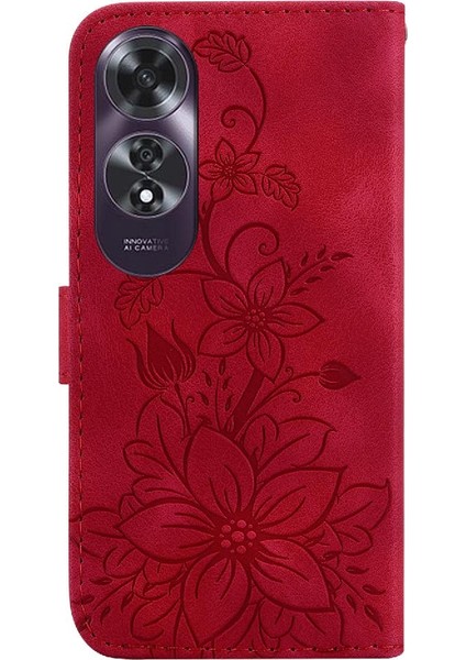 Oppo A60 4g Cüzdan Için Flip Case Kickstand Kart Tutucu Manyetik Kabartmalı (Yurt Dışından)