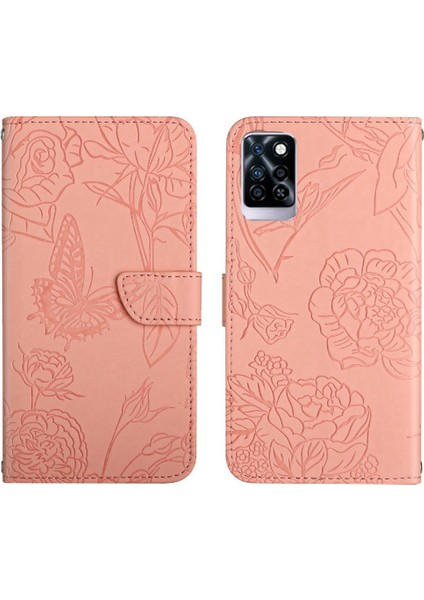 Infinix Not 10 Pro Için Kılıf Pu Deri Kapak Çevirin Çiçekler ve Bilek ile (Yurt Dışından)