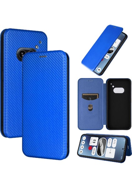 Nothing Telefon 2A Manyetik Karbon Fiber Deri Folio Flip Case (Yurt Dışından)