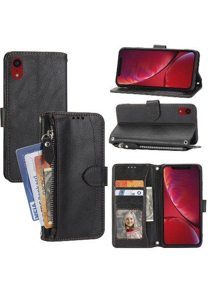 Iphone Xr Kart Tutucu Kickstand Manyetik Kapatma Anti Pu Için Flip Case (Yurt Dışından)