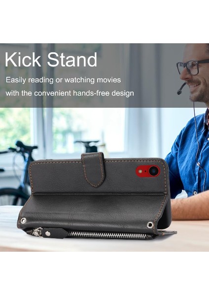 Iphone Xr Kart Tutucu Kickstand Manyetik Kapatma Anti Pu Için Flip Case (Yurt Dışından)