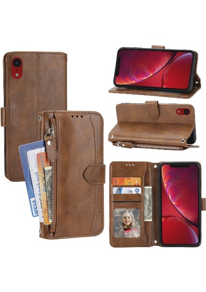 Iphone Xr Kart Tutucu Kickstand Manyetik Kapatma Anti Pu Için Flip Case (Yurt Dışından)
