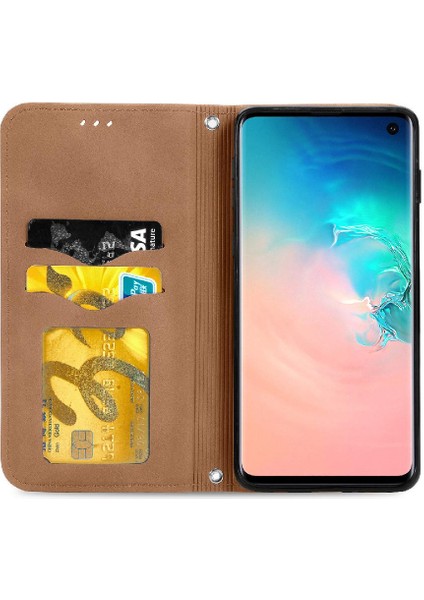 Samsung S10E Deri Kılıf Kapak Kapak Basit Iş Darbeye (Yurt Dışından)