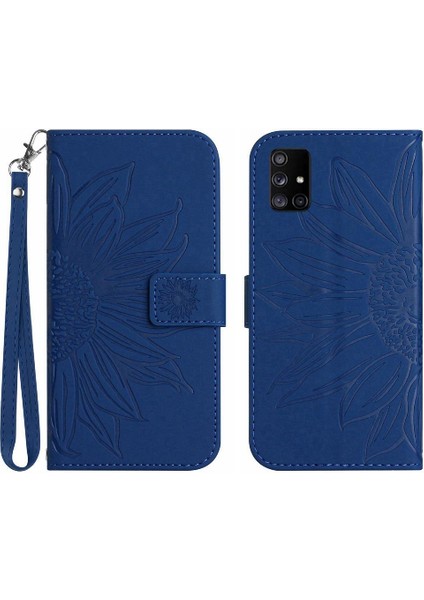 Samsung Galaxy A71 5g Için Kılıf Lüks Pu Deri Kısa Kayış Kabartmalı Flip (Yurt Dışından)