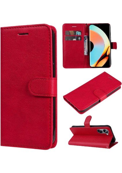 Kart Yuvası ile Realme 10 Pro Artı 5g Klasik Düz Renk Için Flip Case (Yurt Dışından)