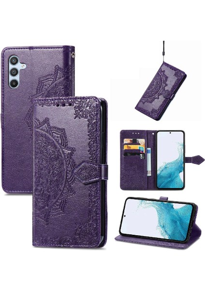Samsung A54 5g Zarif Desen Basit Iş Deri Kılıf (Yurt Dışından)