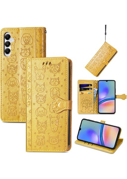 Samsung Galaxy A05S Kılıf Için Kılıf Karikatür Hayvanlar Kısa Kayış Flip (Yurt Dışından)