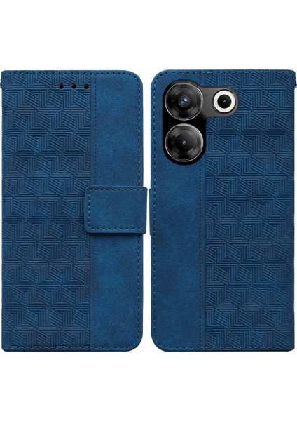 Tecno Camon 20 4g Kickstand Özelliği Için Kılıf Geometrik Kabartmalı Cüzdan Pu (Yurt Dışından)