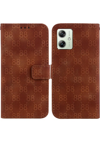 Motorola Moto G54 5g Için Telefon Kılıfı Pu Deri Kickstand Çift 8 Kabartmalı (Yurt Dışından)