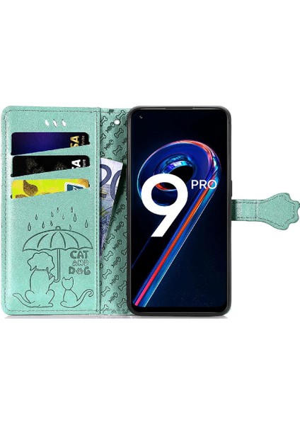 Realme 9 Pro Darbeye Karikatür Hayvanlar Için Kılıf Deri Kılıf Kapak Çevirin (Yurt Dışından)