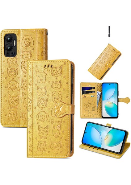 Infinix Sıcak 12 Flip Kapak Darbeye Kısa Kayış Karikatür Hayvanlar Için Kılıf (Yurt Dışından)