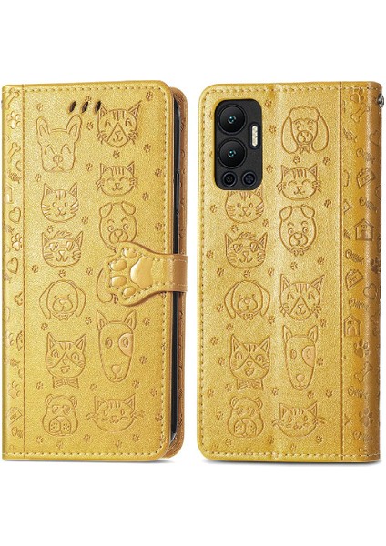 Infinix Sıcak 12 Flip Kapak Darbeye Kısa Kayış Karikatür Hayvanlar Için Kılıf (Yurt Dışından)