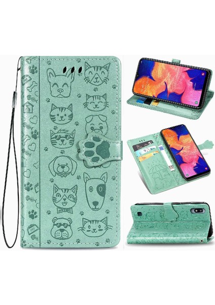 Samsung Galaxy A10 Flip Kapak Için Kılıf Kısa Kayış Darbeye Karikatür (Yurt Dışından)