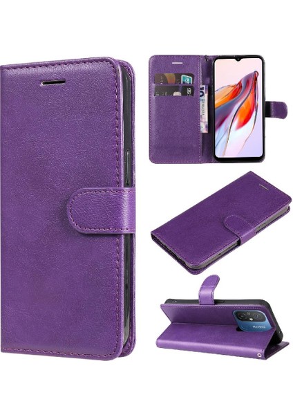 Xiaomi Redmi Için Flip Case 11A 4g Klasik Düz Renk Iş Cüzdan Kılıf (Yurt Dışından)