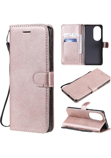 Kart Yuvası Iş ile Huawei P50 Pro Klasik Düz Renk Için Flip Case (Yurt Dışından)