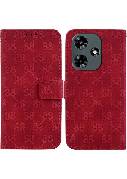 Infinix Sıcak 30 Cüzdan Kapak Için Telefon Kılıfı Kart Tutucu Çift 8 Kabartmalı (Yurt Dışından)