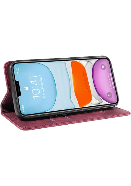 Iphone 11 Için Kılıf Pro Manyetik Folio Cüzdan Koruyucu Pu Deri (Yurt Dışından)