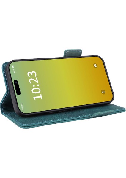 Kart Tutucu Kickstand ile iphone 15 Deri Folio Flip Case Için Kılıf (Yurt Dışından)