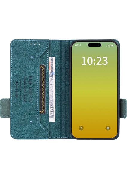 Kart Tutucu Kickstand ile iphone 15 Deri Folio Flip Case Için Kılıf (Yurt Dışından)