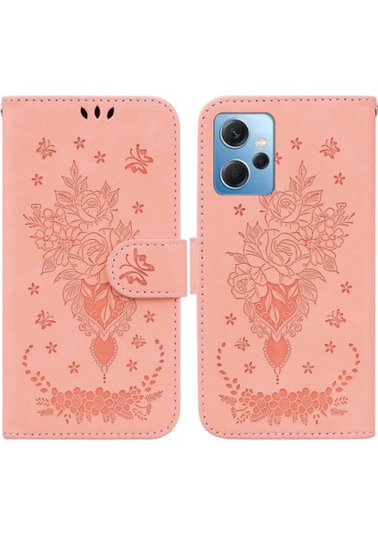 Xiaomi Redmi Not 12 4g Kart Yuvaları Kabartma Gül Çiçekler Flip Pu (Yurt Dışından)