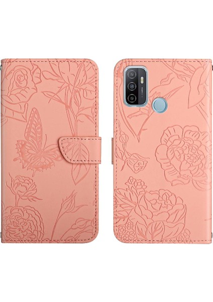 Oppo A53 4g Çiçekler ve Bilek Kayışı Darbeye Dayanıklı Kelebekler Için Kılıf (Yurt Dışından)