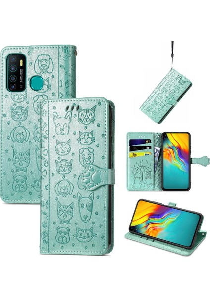 Infinix Sıcak 9 Karikatür Hayvanlar Için Kılıf Kapak Kapak Kısa Kayış Darbeye (Yurt Dışından)