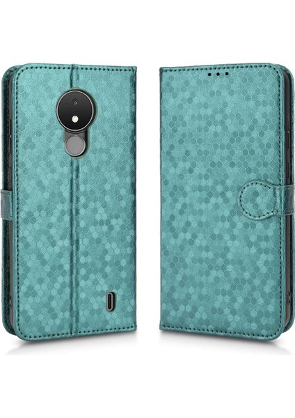 Nokia C21 Manyetik Toka Deri Cüzdan Kapak Için Kılıf Geometrik Desen (Yurt Dışından)