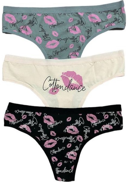 Pamuklu Elastan Kadın Külot Tanga 3'lü Paket