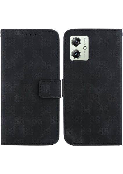 Motorola Moto G54 5g Için Telefon Kılıfı Pu Deri Kickstand Çift 8 Kabartmalı (Yurt Dışından)