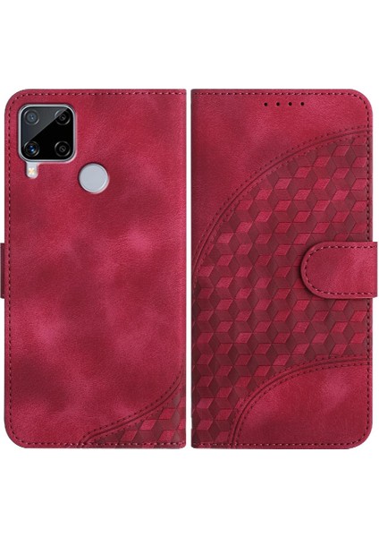 Realme C15 Için Kılıf Darbeye Deri Kılıf Manyetik Kart Tutucu Flip Pu (Yurt Dışından)