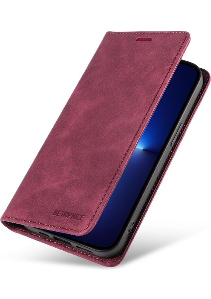 Iphone 13 Için Kılıf Pro Pu Deri Koruyucu Folyo Cüzdan Manyetik (Yurt Dışından)