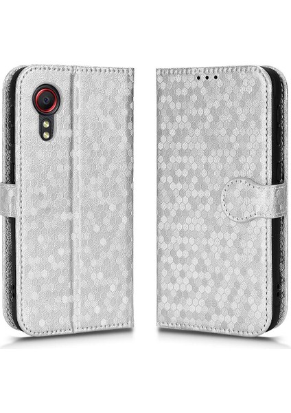 Samsung Galaxy Xcover 5 Manyetik Toka Geometrik Desen Deri Kılıf (Yurt Dışından)