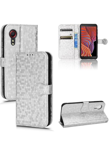 Samsung Galaxy Xcover 5 Manyetik Toka Geometrik Desen Deri Kılıf (Yurt Dışından)