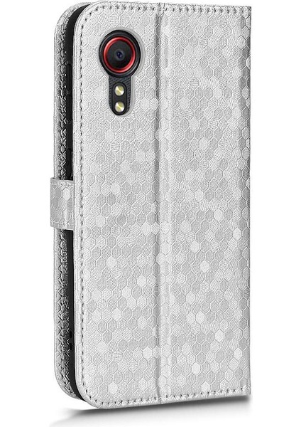 Samsung Galaxy Xcover 5 Manyetik Toka Geometrik Desen Deri Kılıf (Yurt Dışından)