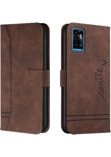 Zte Blade A71 Flip Folio Cüzdan Kart Yuvaları Için Telefon Kılıfı Kapak El Kayışı (Yurt Dışından)