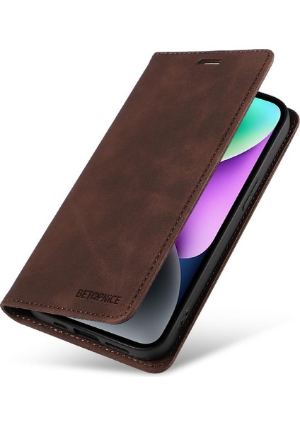 Iphone 14 Için Kılıf Artı Manyetik Folio Cüzdan Koruyucu Pu Deri (Yurt Dışından)