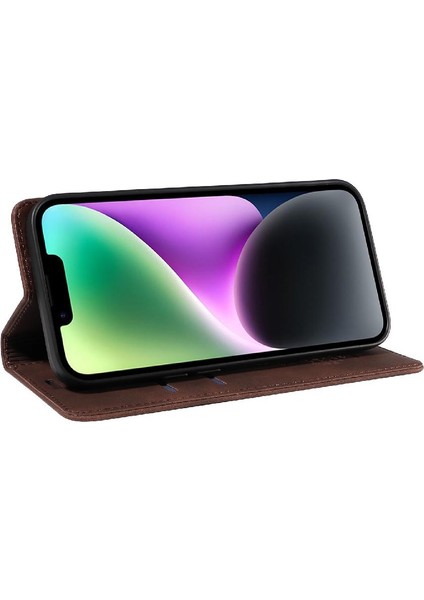 Iphone 14 Için Kılıf Artı Manyetik Folio Cüzdan Koruyucu Pu Deri (Yurt Dışından)